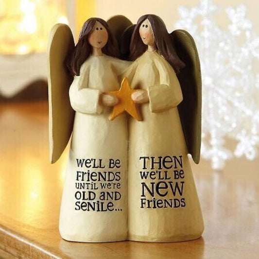 Single Friend Angel Figurine Christmas Friendship Statue Home Decoration Resin Crafts Celebrating friendship gifts Hand Carving Art Sculpture